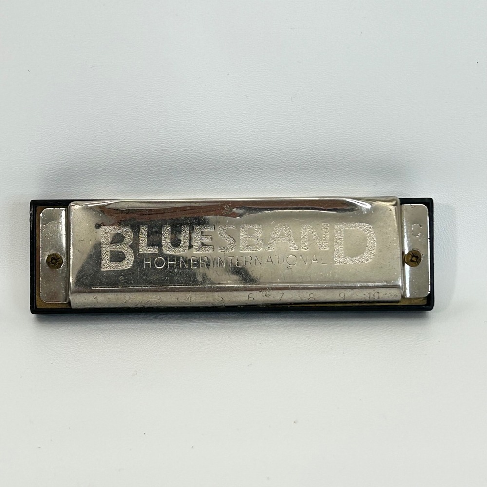 Hohner International Bluesband Harmonica Key of C 10 Hole Diatonic Silver Black